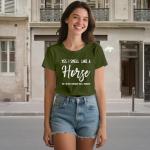 Qskall Horse Shirt for Women Equestrian Enthusiast Shirts I Smell Like A Horse Tee Tops Green