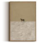 VIYYIEA Vintage Framed Horse Wall Art Decor, Living Room Bedroom Lonely Horse Pictures Retro Wall Decor, Framed Canvas Prints Artwork, Abstract Moody Paintings,16x24 Inch