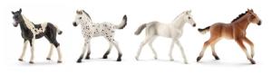 Schleich Horse Club - 4PC Foal Horse Toy Playset - with Pinto, Knabstrupper, Holsteiner and Mustang Figurine Horses for Girls and Boys - Realistic Farm Animal Figures for Kids Ages 5+ | 77586