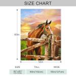 3D Horse Throw Blanket for Couch, Super Soft Fuzzy Throws Warm Comfortable Plush Fleece Blanket, Fashion Decorative Flannel Fleece Blanket for All Season(50 x 60 in, Horse & Pasture)