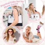 Pickmesh 7 Pack Christmas Horse Lover Gifts, Cute Xmas Horses Gift Set for Women, Canvas Tote Bag, Makeup Bag, 16 oz Glass Cup, Socks, Gift Card Natural Stone Bracelet with Box