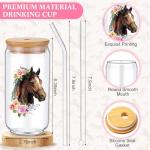 Pickmesh 7 Pack Christmas Horse Lover Gifts, Cute Xmas Horses Gift Set for Women, Canvas Tote Bag, Makeup Bag, 16 oz Glass Cup, Socks, Gift Card Natural Stone Bracelet with Box