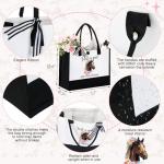 Pickmesh 7 Pack Christmas Horse Lover Gifts, Cute Xmas Horses Gift Set for Women, Canvas Tote Bag, Makeup Bag, 16 oz Glass Cup, Socks, Gift Card Natural Stone Bracelet with Box