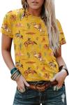 Tewmeu Cowgirl Outfits for Women Vintage Western Aztec Rodeo T Shirts Cactus Desert Graphic Tee Tops