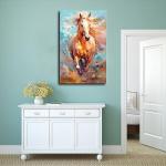 Fyzuf Horse Wall Art Animal Oil Painting On Canvas Poster Horse Cubism Colorful Cute Horses Aesthetic Room Canvas Poster Unframe-style12x18inch(30x45cm)