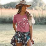 VVNTY Horse Lover Shirt Women: Heart T-Shirt Casual Animal Graphic Tees