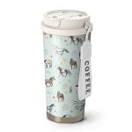 Xchearser 18oz Cute Horse Coffee Mug Travel Cups with Lid and Flip Straw, Stainless Steel Insulated Tumbler Water Bottle with Strap, Gifts for Women Animal Lovers