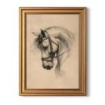 InSimSea Gold Framed Canvas Prints Wall Art, Vintage Horse Decor, Sketch Animal Paintings Farmhouse Wall Decor Aesthetic, Antique Minimalist Pictures for Bedroom Living Room Shelf, 12x16inch