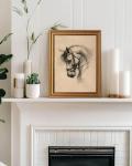 InSimSea Gold Framed Canvas Prints Wall Art, Vintage Horse Decor, Sketch Animal Paintings Farmhouse Wall Decor Aesthetic, Antique Minimalist Pictures for Bedroom Living Room Shelf, 12x16inch