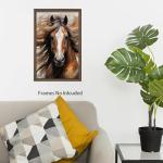 ERTOSKA Horse Canvas Wall Art, 16x24 Inch, Rustic Watercolor Animal Print for Home Decor, Unframed