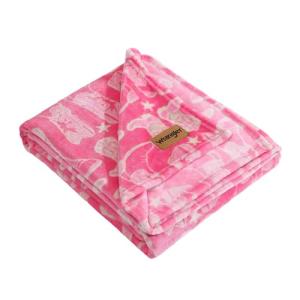 Wrangler - Blanket, Super Soft Plush Fleece Bedding, Yellowstone Inspired Throw Blanket for Couch or Bed (Knockin Boots Pink, 50" x 60")