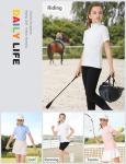 FitsT4 Sports Girls Short Sleeve Equestrian Shirt Quick Dry Horse Riding Shirts Half Zip Horseback Show Shirt Summer Athletic Tops White Small
