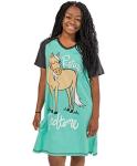 Lazy One Women's Nightgown, Funny V-Neck Sleep Shirt for Women, Horse PJ Tee (Pasture Bedtime, L/XL)