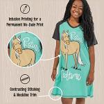 Lazy One Women's Nightgown, Funny V-Neck Sleep Shirt for Women, Horse PJ Tee (Pasture Bedtime, L/XL)