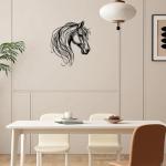 YATEASLU Elegant Horse Wall Art - Metal Line Art Wall Decor, Minimalist Horse Pictures Wall Décor for Living Room, Bedroom (15 x 12.6 Inches)