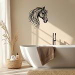 YATEASLU Elegant Horse Wall Art - Metal Line Art Wall Decor, Minimalist Horse Pictures Wall Décor for Living Room, Bedroom (15 x 12.6 Inches)