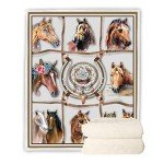 Horse Blanket Horse Gifts for Girl, Christmas Birthday Horse Gifts for Women,Gifts for Daughter Friend Horse Lovers,Horse Dream Catcher Flower Print Soft Throw Blanket for Couch Bedding