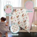 EyMzcod Mink Baby Girl Blanket Western Cowgirl Pony Floral, Horse Pink Flower Hat Boot Soft Double Layer Dotted Backing Receiving Swaddle, Newborn Infant Toddler Nursery Crib Bedding Shower Gift 30x40