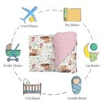 EyMzcod Mink Baby Girl Blanket Western Cowgirl Pony Floral, Horse Pink Flower Hat Boot Soft Double Layer Dotted Backing Receiving Swaddle, Newborn Infant Toddler Nursery Crib Bedding Shower Gift 30x40