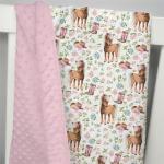 EyMzcod Mink Baby Girl Blanket Western Cowgirl Pony Floral, Horse Pink Flower Hat Boot Soft Double Layer Dotted Backing Receiving Swaddle, Newborn Infant Toddler Nursery Crib Bedding Shower Gift 30x40