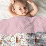 EyMzcod Mink Baby Girl Blanket Western Cowgirl Pony Floral, Horse Pink Flower Hat Boot Soft Double Layer Dotted Backing Receiving Swaddle, Newborn Infant Toddler Nursery Crib Bedding Shower Gift 30x40