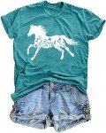 VVNTY Horse Lover T Shirt Women: Floral Horse Shirt Funny Horses T-Shirt Casual Animal Graphic Tees