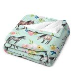 Horse Throw Blanket Super Soft Warm Floral Horse Blanket for Girls Kids, Cozy Plush Fleece Farm Stuffed Animal Horse Gifts Bedding Blanket for Women Bed Couch Sofa 40"x50"