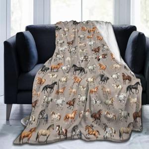 Horse Gifts Blanket 50"X40" Bed Throw Blanket Soft Lightweight Cozy Warm Blankets for Kids Teens Men Women