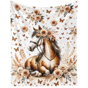 Homieblanket Horse Blanket for Women Men, Cool Horse Themed Design Printed Throw Blankets for Teens Adults Lap, Chair Sofa, Warm Soft Cozy Blanket, 50"x 60"