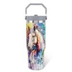 Unyopsa Horse Stuff Gifts for Women Girls, 30oz Horse Tumbler with Handle, Gift for Men Lovers, Stainless Steel Insulated Water Bottle Tie Dye Cup Mug