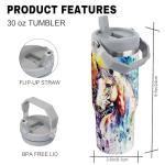 Unyopsa Horse Stuff Gifts for Women Girls, 30oz Horse Tumbler with Handle, Gift for Men Lovers, Stainless Steel Insulated Water Bottle Tie Dye Cup Mug