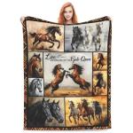 Kylora Horse Blanket Horses Throw Blankets Cozy Fleece Flannel Stuff Plush Lightweight Bedding Lover Gifts for Men Women Adults for Couch Sofa Bed Decor 40"X50"