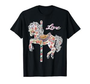 Carousel horse vintage illustration quilting style shirt. T-Shirt