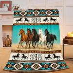 Horse Soft Cozy Blanket Western Horses Throw Blanket Super Plush Warm Stuff Lightweight Fleece Flannel Blankets Gifts for Women Girls Kids Adults 50"X40"