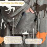Catalonia Taupe Horse Wearable Blanket with Sleeves and Pocket, Soft Comfy Fleece Snuggy Wrap Throws Blanket Robe for Women and Men
