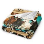 Horse Soft Cozy Blanket Western Horses Throw Blanket Super Plush Warm Stuff Lightweight Fleece Flannel Blankets Gifts for Women Girls Kids Adults 50"X40"