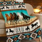 Horse Soft Cozy Blanket Western Horses Throw Blanket Super Plush Warm Stuff Lightweight Fleece Flannel Blankets Gifts for Women Girls Kids Adults 50"X40"