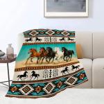 Horse Soft Cozy Blanket Western Horses Throw Blanket Super Plush Warm Stuff Lightweight Fleece Flannel Blankets Gifts for Women Girls Kids Adults 50"X40"