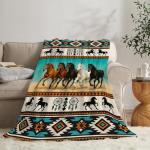Horse Soft Cozy Blanket Western Horses Throw Blanket Super Plush Warm Stuff Lightweight Fleece Flannel Blankets Gifts for Women Girls Kids Adults 50"X40"