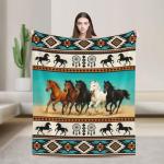 Horse Soft Cozy Blanket Western Horses Throw Blanket Super Plush Warm Stuff Lightweight Fleece Flannel Blankets Gifts for Women Girls Kids Adults 50"X40"