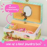 Giggle & Honey Musical Horse Kids Jewelry Box - Girls Jewelry Box with Mirror, Horse Toys for Girls Age 4-6