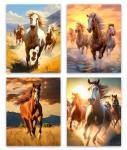 ZHAXFA Wild Horses Posters Modern Animal Picture Canvas Painting Room Decoration,Set of 4 Horse Wall Art Print for Living Room Home Decor(8 x10 Inch Unframed) Horse Wall Decor