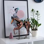 SunBlogs Art Metal Horse Statue Decor, Handmade Strong Modern Horse Sculpture Handicraft, Rustic Metal Statue Decorations Gift for Home Office Desk Figurine (Pearl Brown)