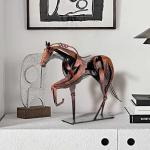 SunBlogs Art Metal Horse Statue Decor, Handmade Strong Modern Horse Sculpture Handicraft, Rustic Metal Statue Decorations Gift for Home Office Desk Figurine (Pearl Brown)
