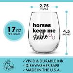 Horse Gifts for Horse Lovers - “Horses Keep Me Stable” “I’d Rather Be At The Barn” 17Oz 2PC Stemless Wine Glass Set, Colored - Funny Horse Gifts For Women - Horse Cup/Tumbler for Horse Lovers