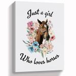 hold fizz Horse Canvas Wall Art, Horse Pictures Animal Wall Decor, Just A Girl Who Loves Horses Painting Prints Artwork for Living Room Bedroom Home Office Wall Decorations