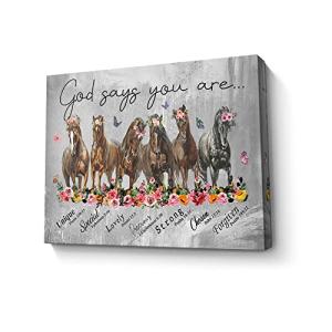 Rustic Religious Horse Wall Art God Says You Are Picture Inspirational Bible Verse Painting Horse Gifts for Girls Framed Modern Artwork for Girls Bedroom Home Decor 12x16 inch