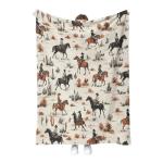 Hohoto Horse Desert Cactus Blanket Rustic Flower Gifts for Women Kids Girls Lady Birthday Christmas Retro Plants Farmhouse Decor Easter Mother's Day Throw Blankets 50"x60"