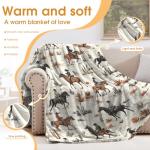 Hohoto Horse Desert Cactus Blanket Rustic Flower Gifts for Women Kids Girls Lady Birthday Christmas Retro Plants Farmhouse Decor Easter Mother's Day Throw Blankets 50"x60"
