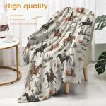 Hohoto Horse Desert Cactus Blanket Rustic Flower Gifts for Women Kids Girls Lady Birthday Christmas Retro Plants Farmhouse Decor Easter Mother's Day Throw Blankets 50"x60"
